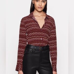 Equipment burgundy printed button down long sleeve shirt size small